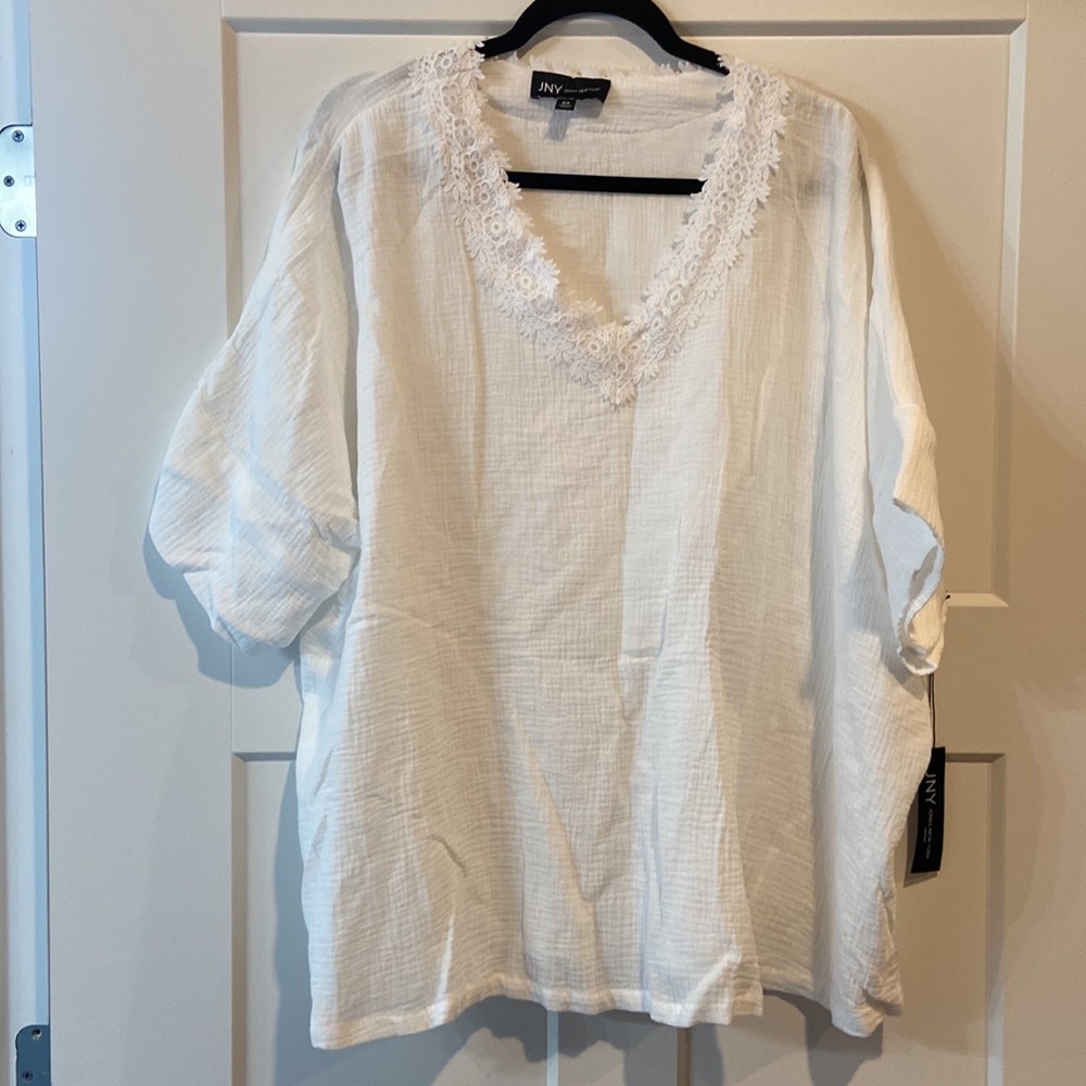 White loose floral around v neck NWT JNY Jones New York womens 2x